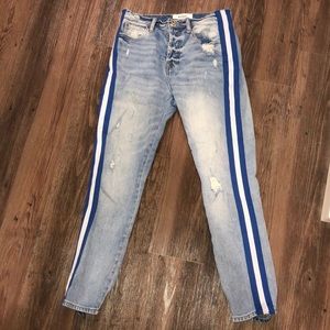 Blue and white striped Blue Jeans